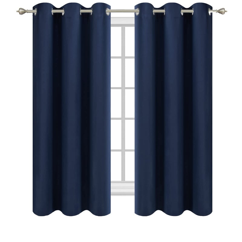Diraysid Navy Blue Grommet Blackout Curtains for Bedroom Thermal Insulated Room Darkening Curtains Drapes, 42"x 63", 2 Panels - Image 2